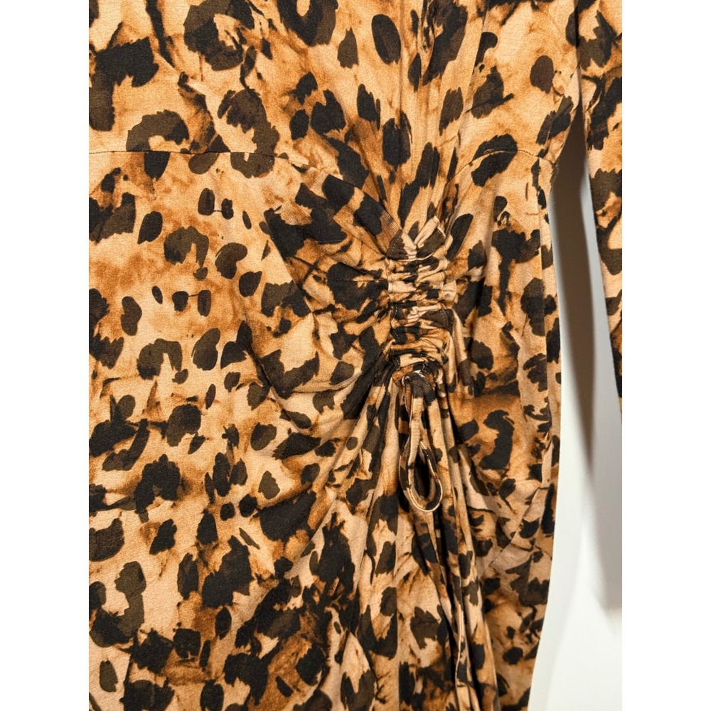 Cabi Selma Leopard Print V-Neck Long Sleeve Midi Dress Size M Fall Autumn Chic - Picture 8 of 13